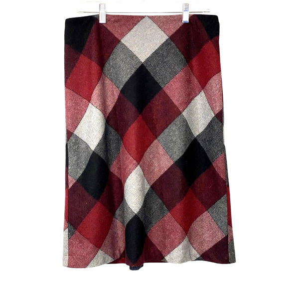 Gap Factory Womens Size 8 Skirt A-Line Wool Blend Plaid Check Red Gray Black - Picture 1 of 7